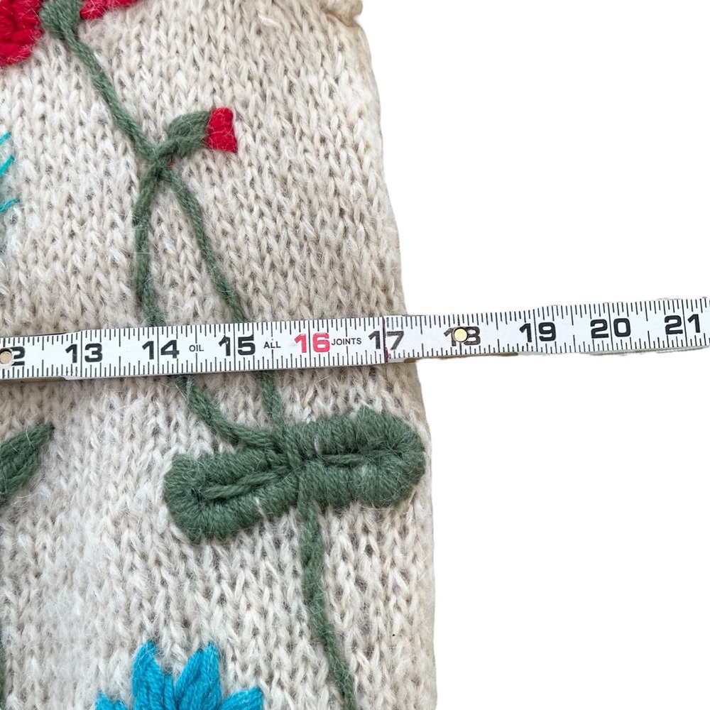 Vintage Hand Knit Floral Wool Mohair Blend Cardigan Cream Chunky Made Italy XS/S - Picture 13 of 17